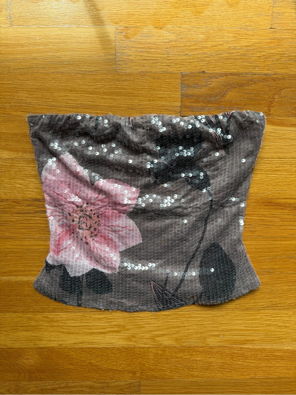 Princess Polly Floral Sequin Mesh Strapless Tube Top - Size US 2
